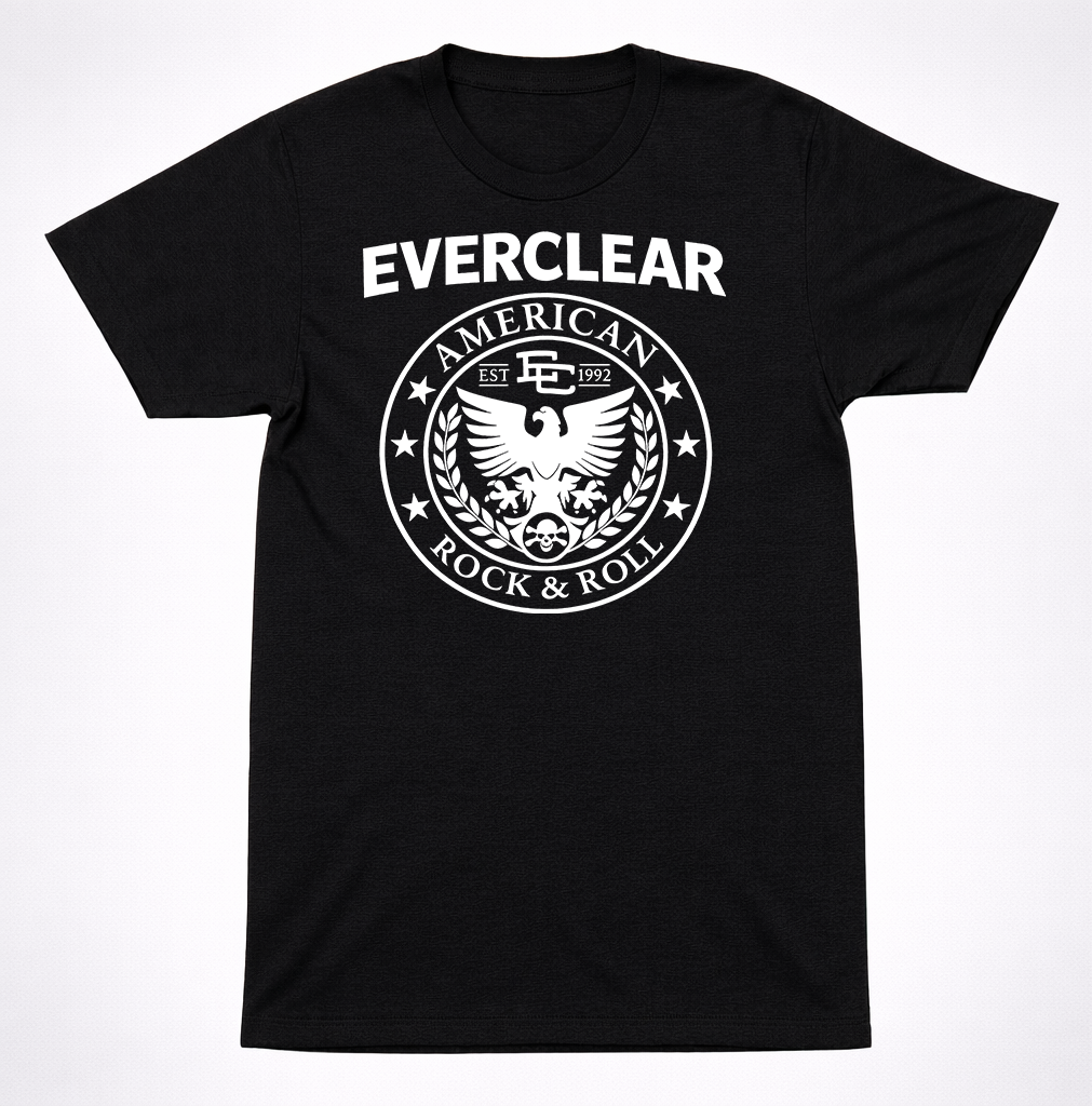 Everclear American Eagle Rock Shirt Alternative 90s Band Crest Logo Black Shirt