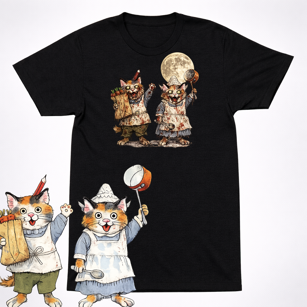 Horror Richard Scarry Huckle Sally Father Mother Cat Shirt Creepy Parody Tee