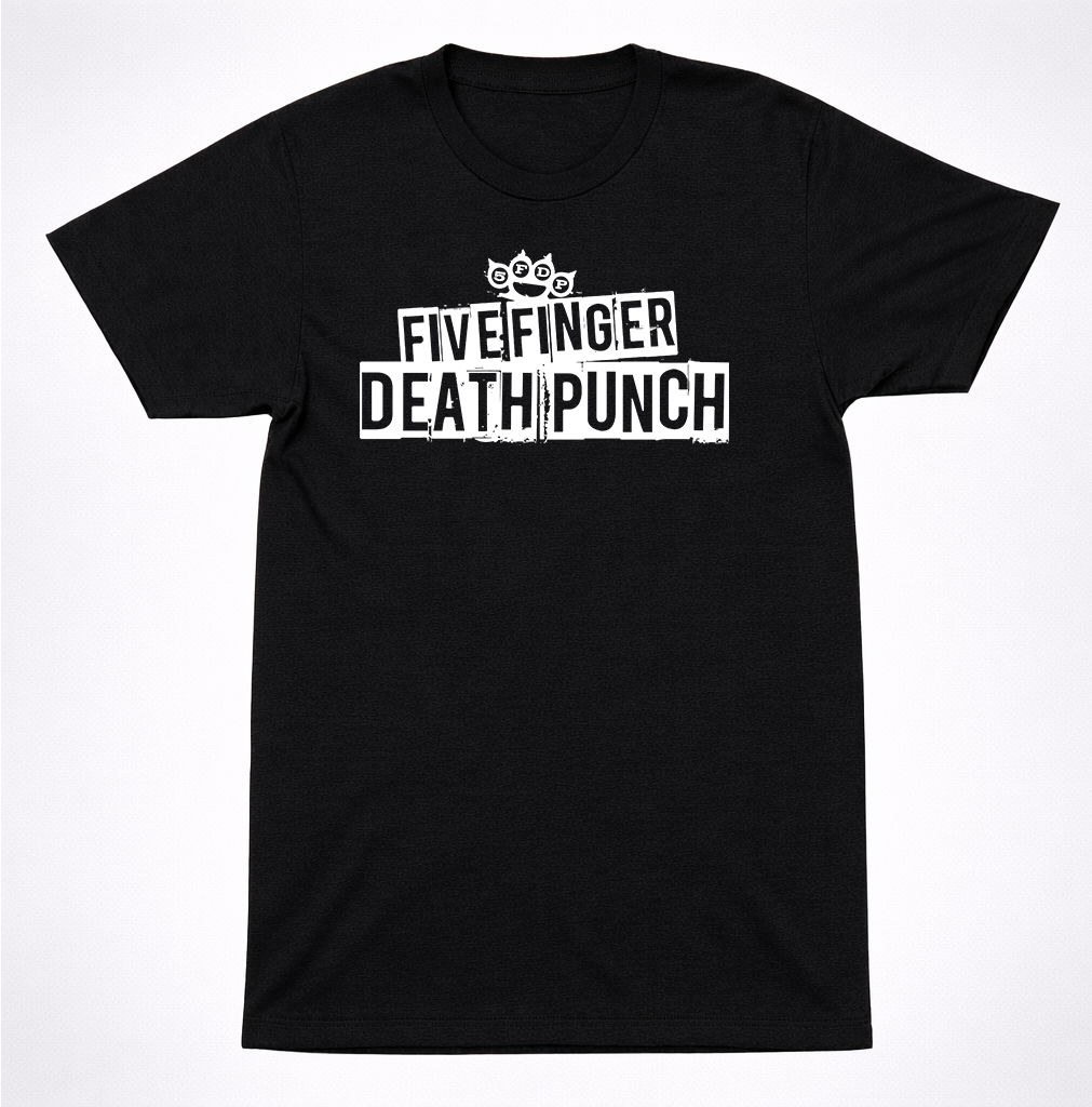 Five Finger Death Punch Text Logo Shirt Heavy Metal Band Black Tee