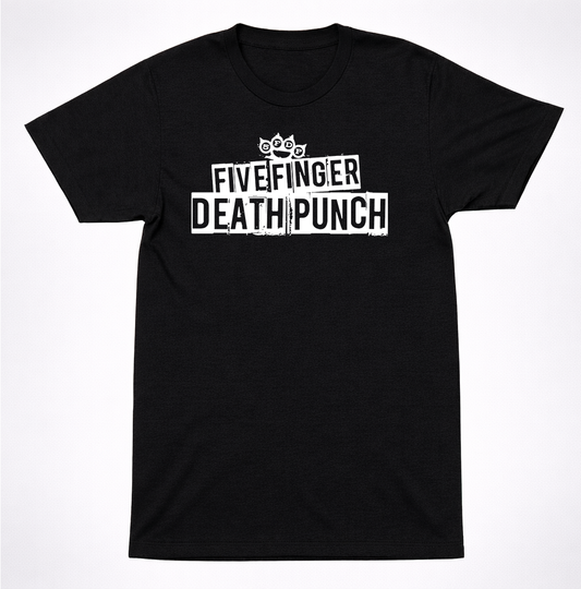 Five Finger Death Punch Text Logo Shirt Heavy Metal Band Black Tee