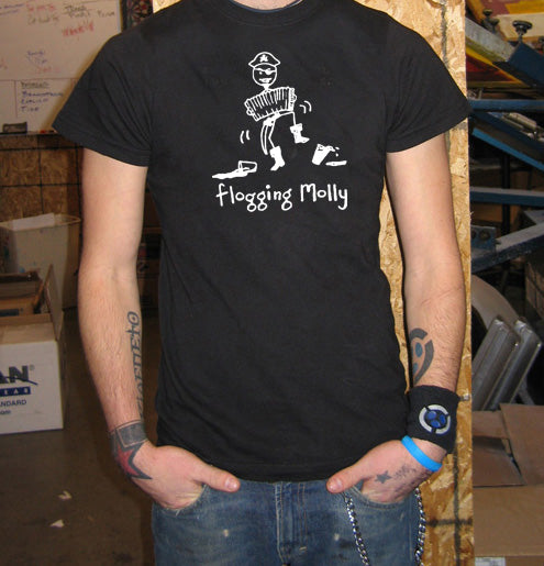 FLOGGING MOLLY DANCING SKELETON celtic punk BW SHIRT