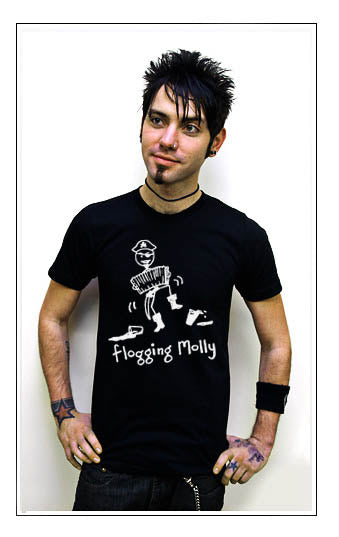 FLOGGING MOLLY DANCING SKELETON celtic punk BW SHIRT