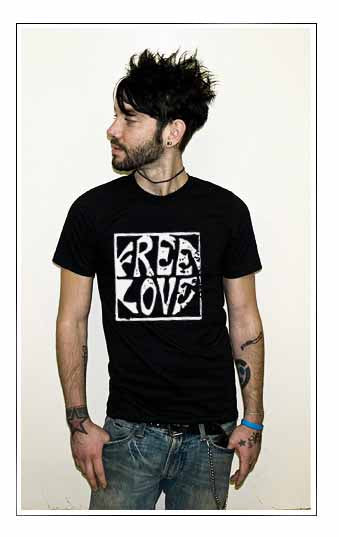 FREE LOVE hippie humor funny sex bar party emo BW SHIRT