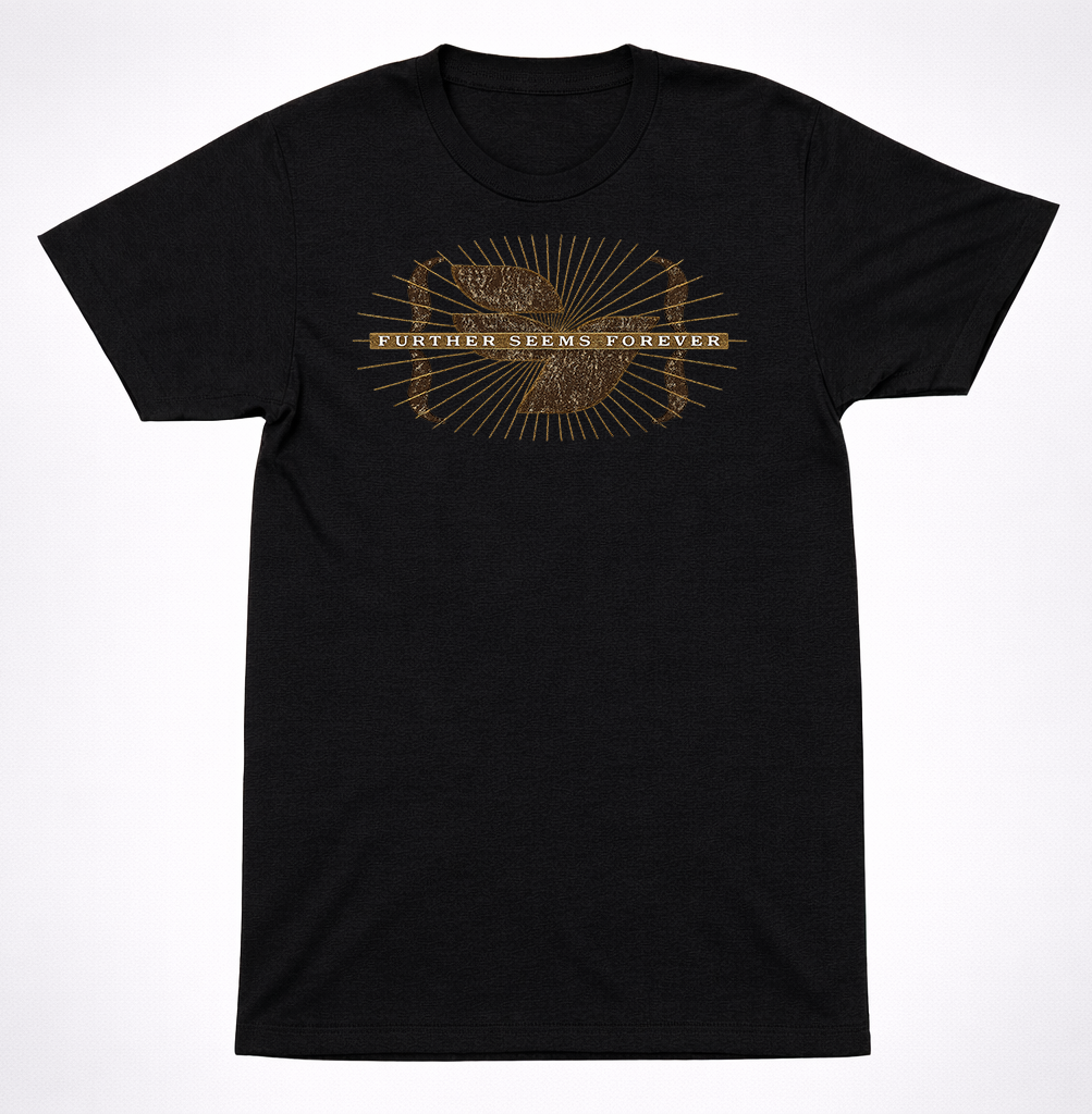 Further Seems Forever Distressed Logo Shirt Emo Indie Rock Band Black Shirt