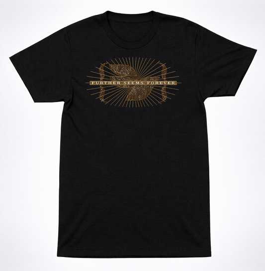 Further Seems Forever Distressed Logo Shirt Emo Indie Rock Band Black Shirt