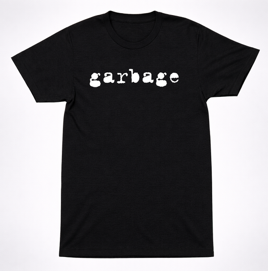 Garbage Logo T-Shirt 90s Alternative Rock Band Grunge Style Black Tee