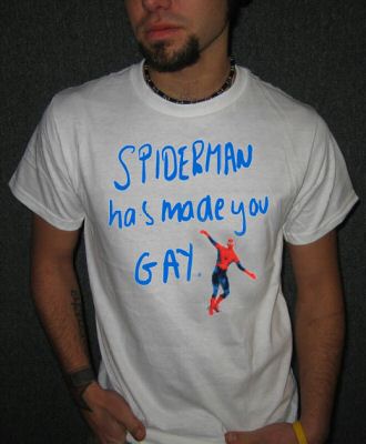 SPIDERMAN HAS MADE YOU GAY comic funny marvel dc SHIRT