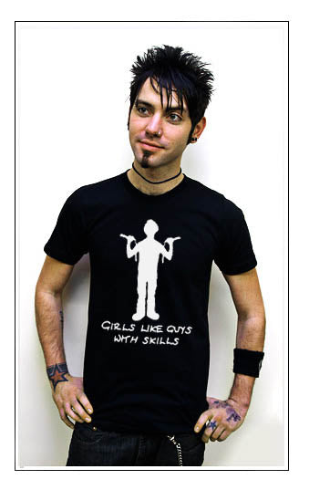 GIRLS LIKE GUYS WITH SKILLS emo nerd funny ninja SHIRT