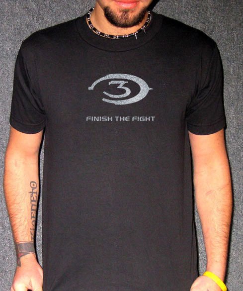 HALO 3 FINISH THE FIGHT SILVER FOIL video game SHIRT