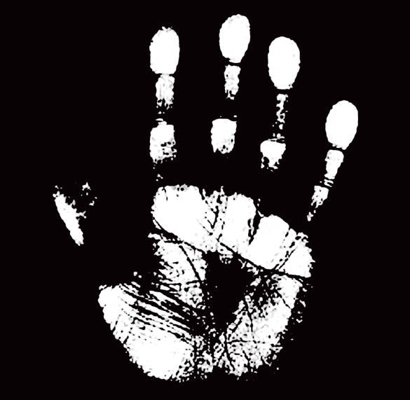 HAND PRINT vintage retro cool hip emo horror BW SHIRT