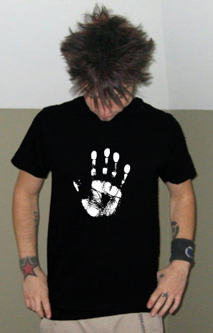 HAND PRINT vintage retro cool hip emo horror BW SHIRT