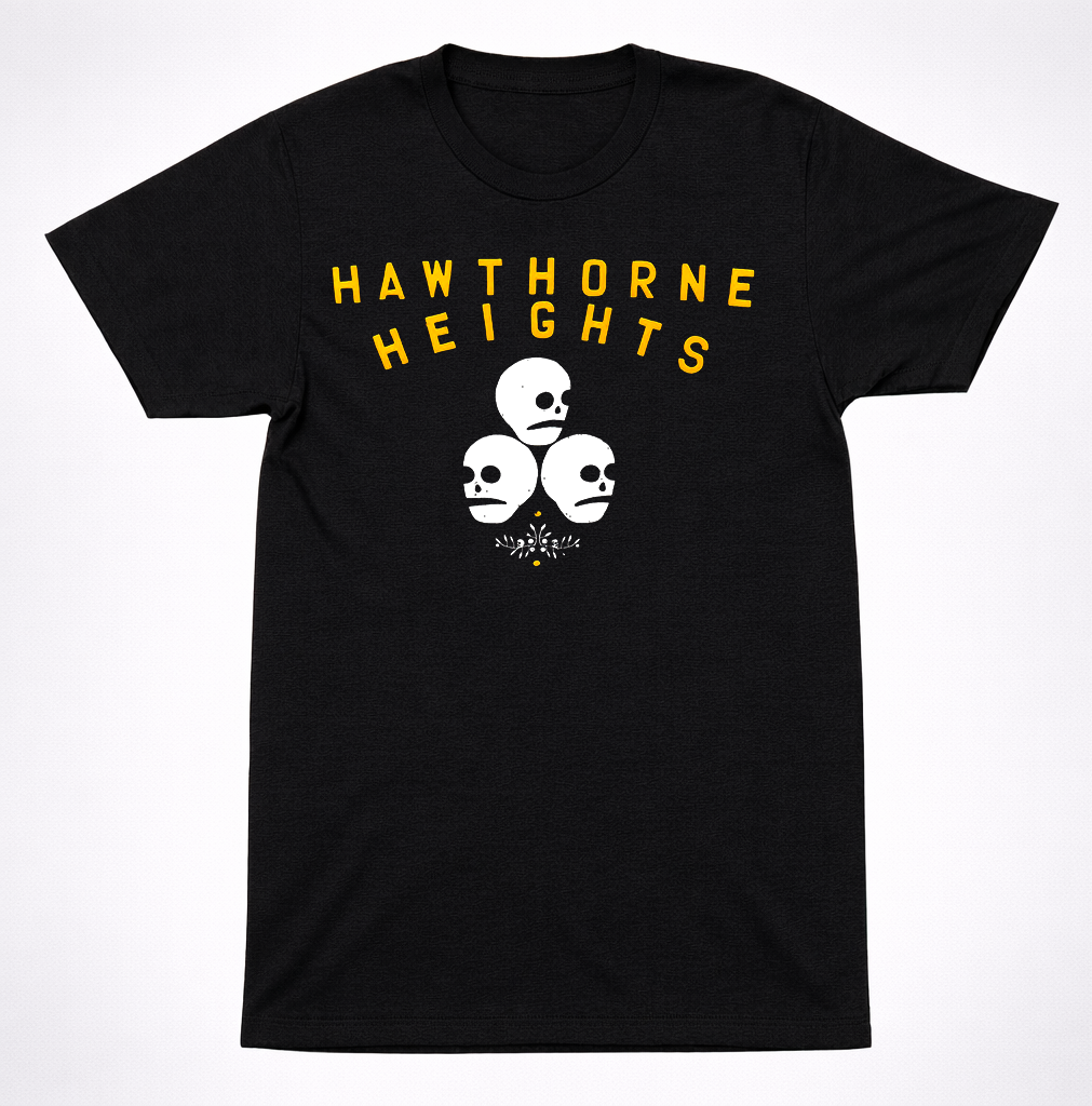 Hawthorne Heights Retro Skulls Skull flower T Shirt Emo Post Hardcore Band Tee
