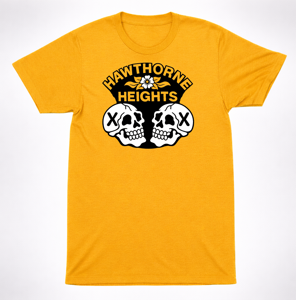 Hawthorne Heights Retro Skulls X Skull flower T Shirt Emo Post Hardcore Band Tee