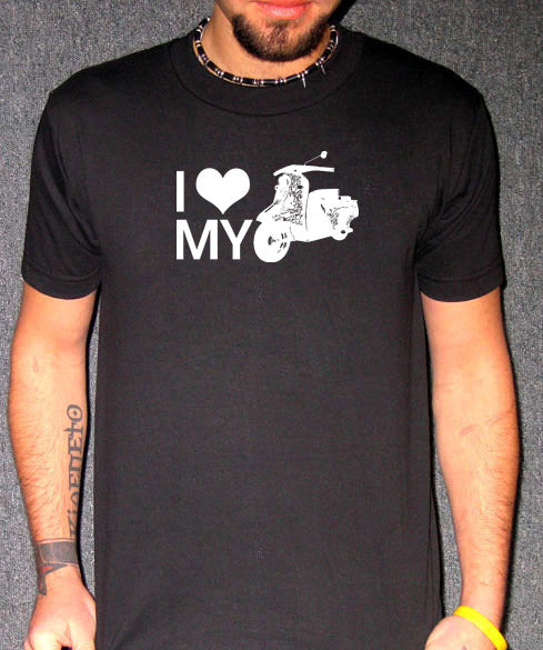 I HEART MY MOPED scooter bike hipster indie BW SHIRT