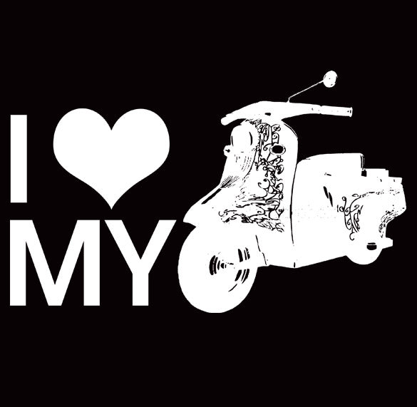 I HEART MY MOPED scooter bike hipster indie BW SHIRT