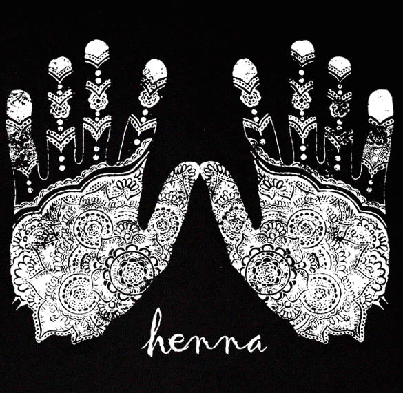 HENNA HANDS body art ink paint africa asia BW SHIRT