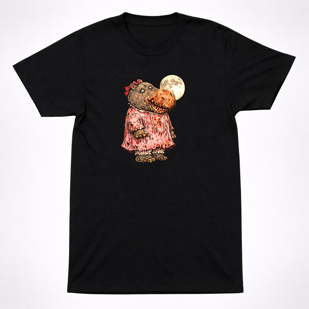 Horror Richard Scarry Hilda Hippo Shirt Creepy Kids Book Character Parody Tee