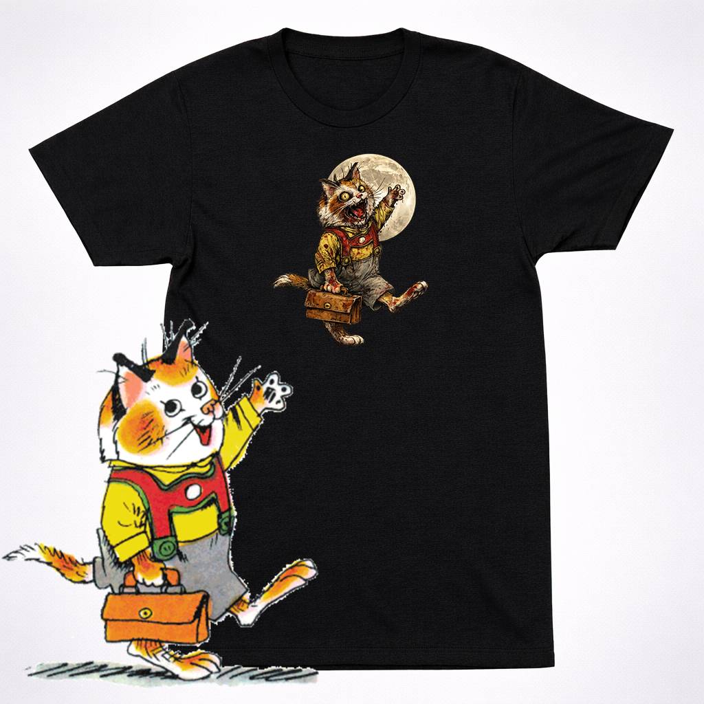 Horror Richard Scarry Huckle Cat Shirt Creepy Kids Book Character Parody Tee