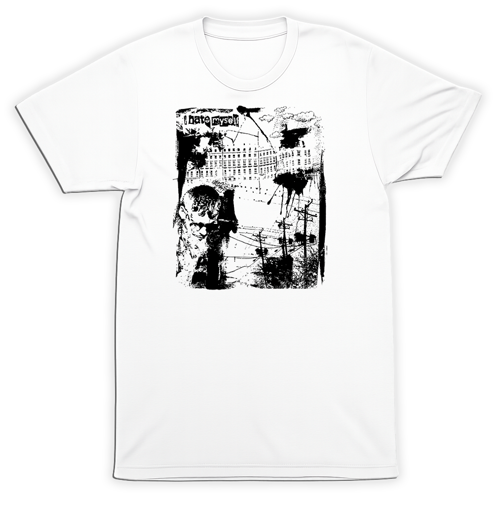 I Hate Myself Street Collage Graphic T-Shirt Emo Hardcore Screamo Tee