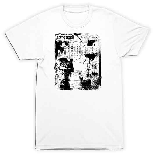 I Hate Myself Street Collage Graphic T-Shirt Emo Hardcore Screamo Tee
