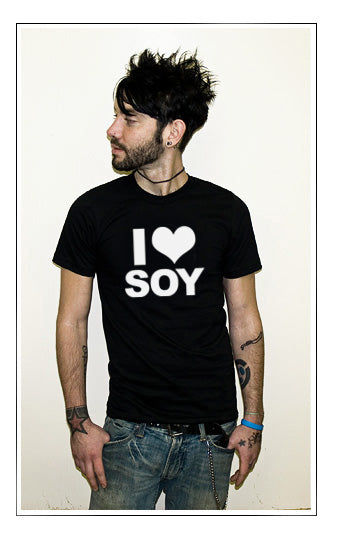 I HEART SOY vegetarian food tofu diet health BW SHIRT