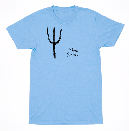 Indian Summer Pitchfork Logo T-Shirt Emo Hardcore Screamo Blue Tee