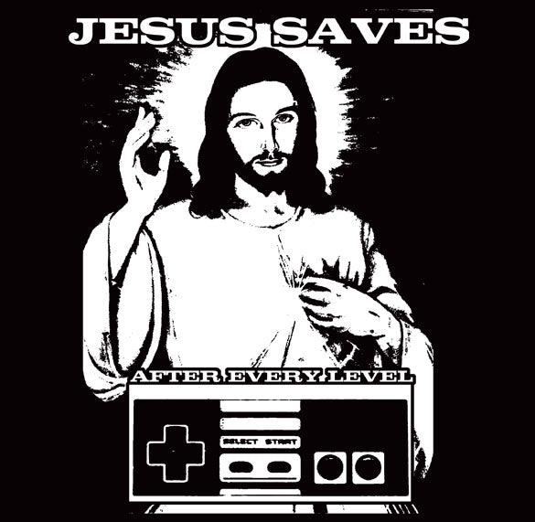 JESUS SAVES christian nintendo video game BW SHIRT