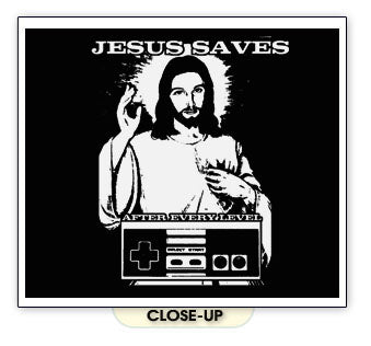 JESUS SAVES christian nintendo video game BW SHIRT