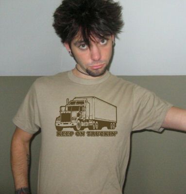 KEEP ON TRUCKIN semi truck driver funny retro KBR SHIRT