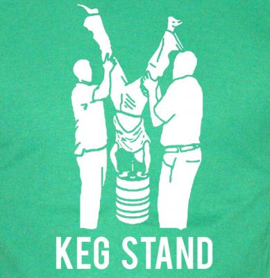 KEG STAND party beer frat alcohol drinking bar GW SHIRT