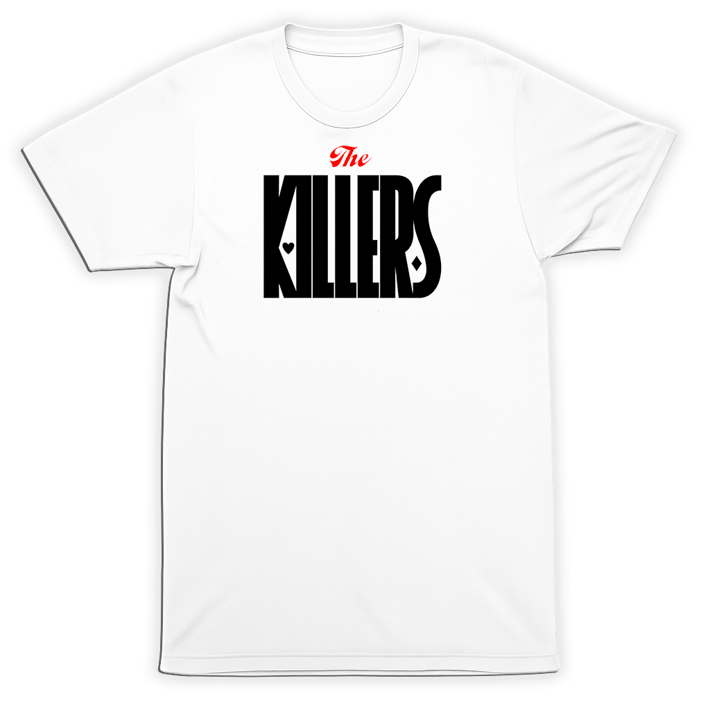 The Killers Text Logo T-Shirt Black Red Indie Diamonds Hearts Rock Band Tee