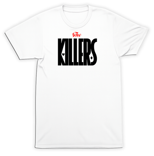 The Killers Text Logo T-Shirt Black Red Indie Diamonds Hearts Rock Band Tee
