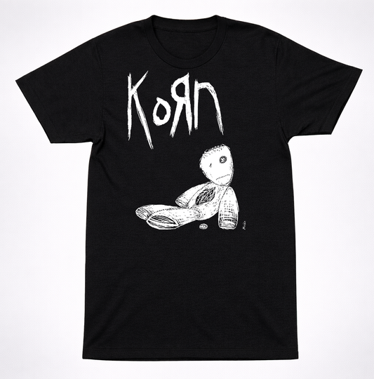Korn Vintage Doll Sketch T-Shirt Black Nu Metal Band Graphic Unisex Tee