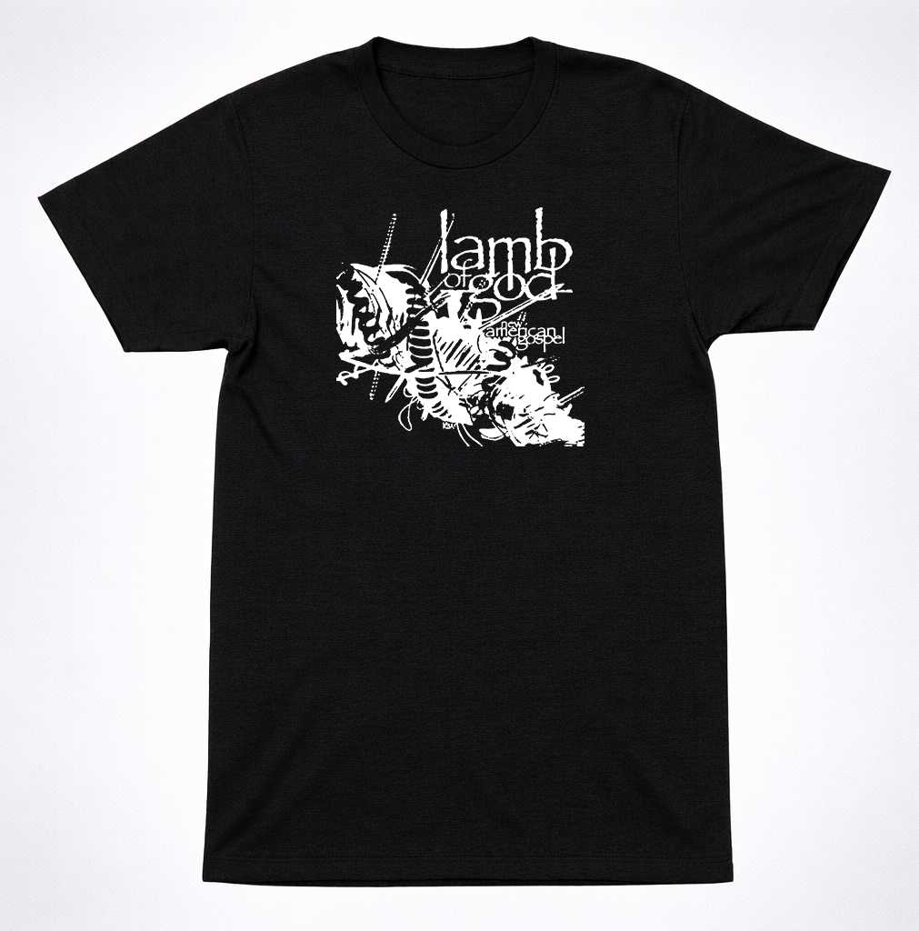 Lamb of God American Gospel Serpent Insect Distressed Black Heavy Metal T-Shirt