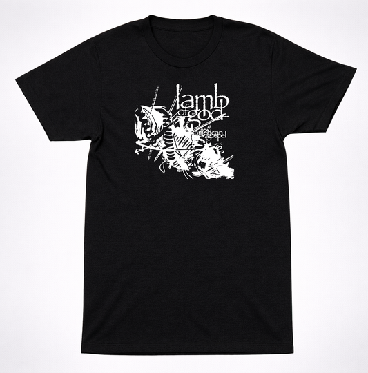 Lamb of God American Gospel Serpent Insect Distressed Black Heavy Metal T-Shirt