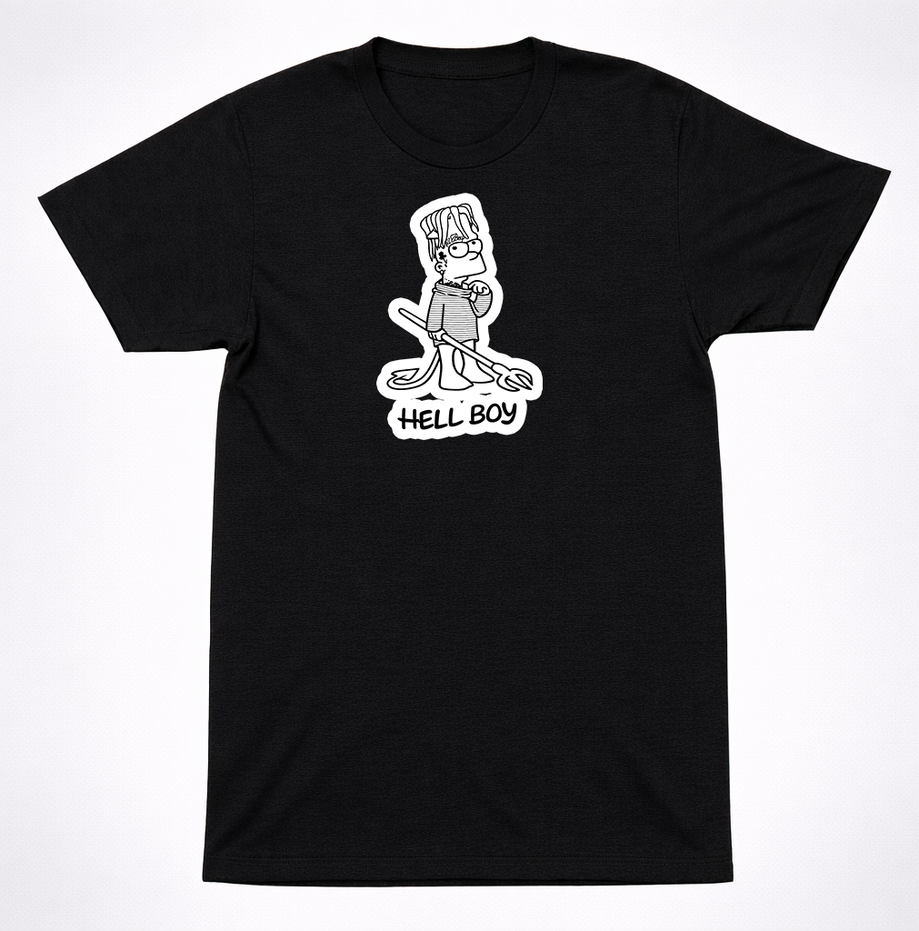 Lil Peep Hellboy Bart Black T-Shirt | Emo Rap Goth Trap Hip Hop Streetwear Fan Tee