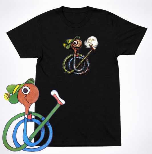 Horror Richard Scarry Lowly Worm Shirt Creepy Kids Book Character Parody Tee