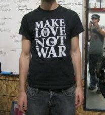 MAKE LOVE NOT WAR TEXT peace protest retro BW SHIRT