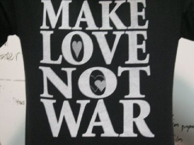 MAKE LOVE NOT WAR TEXT peace protest retro BW SHIRT