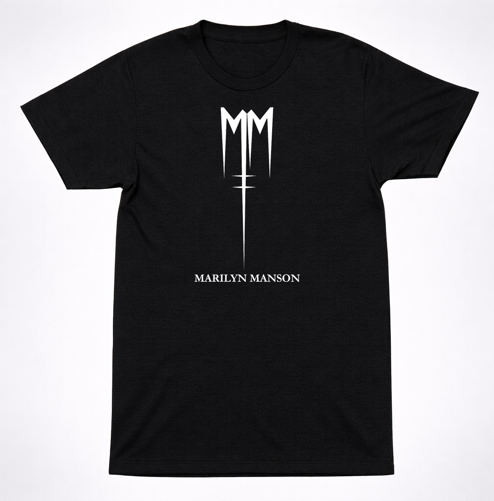 Marilyn Manson MM Sigil Logo Black T-Shirt Industrial Goth Metal Band Tee