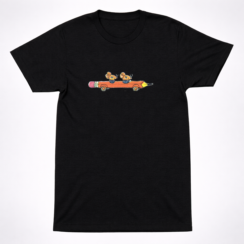 Richard Scarry Mouse Pencil Car Shirt Kids Book Character Cartoon Vehicle Tee