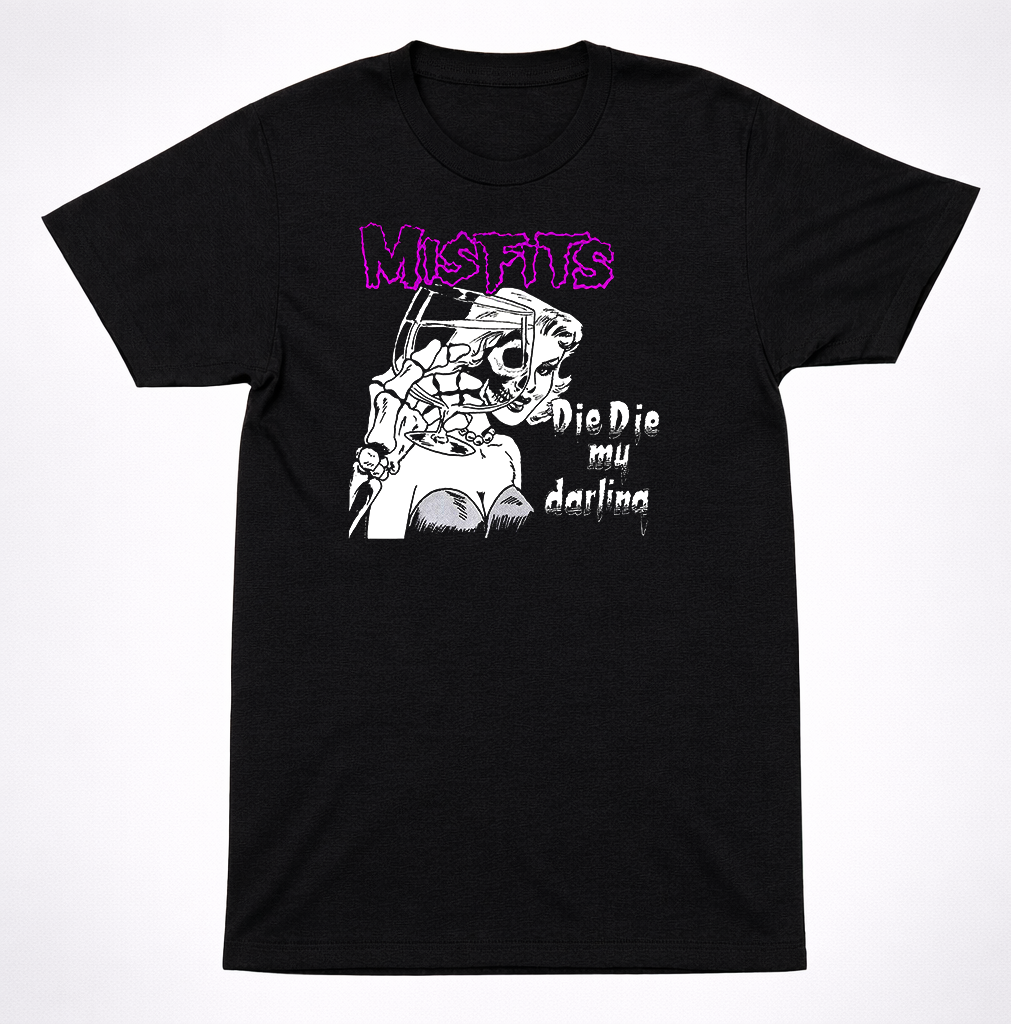Misfits Die Die My Darling Skull Horror Punk Black T-Shirt Classic Skeleton Band