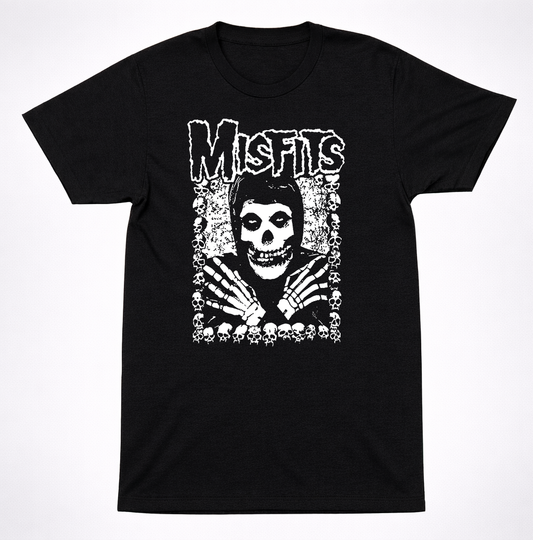 Misfits Skeleton Arms Crossed Horror Punk Black T-Shirt Classic Skull Band Tee