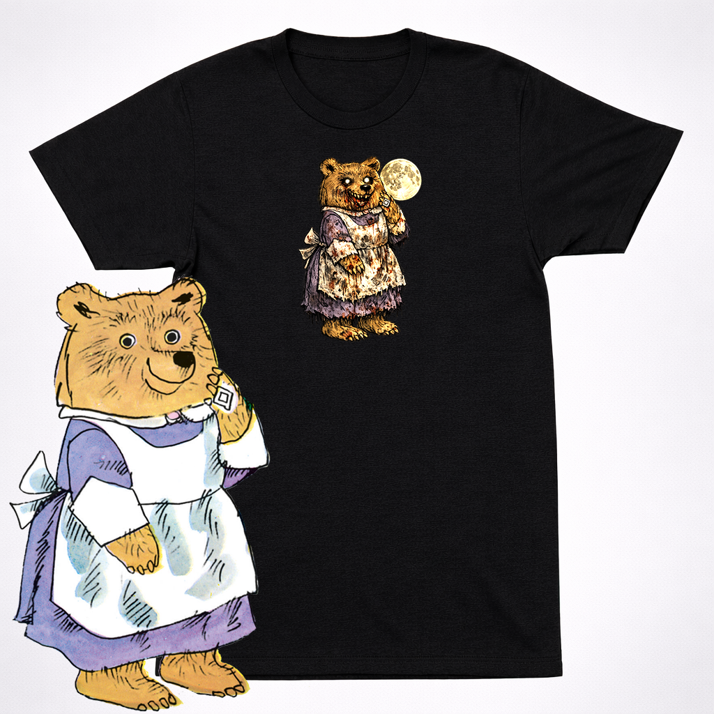 Horror Richard Scarry Mother Bear Shirt Creepy Kids Book Character Parody Tee