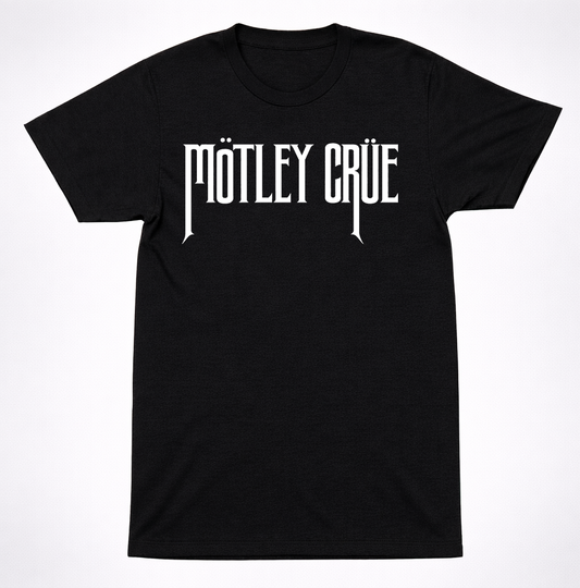 Mötley Crüe Logo Shirt Glam Metal Band Heavy Rock Classic Black Tee