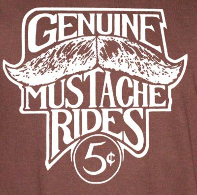 GENUINE MUSTACHE RIDES funny hair retro vintage SHIRT