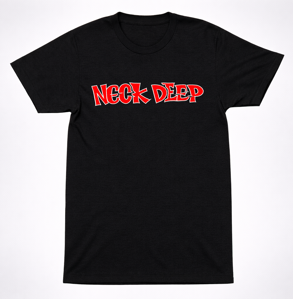 Neck Deep Punk Logo T-Shirt Pop Band Hardcore Emo Scene Pop Black Tee