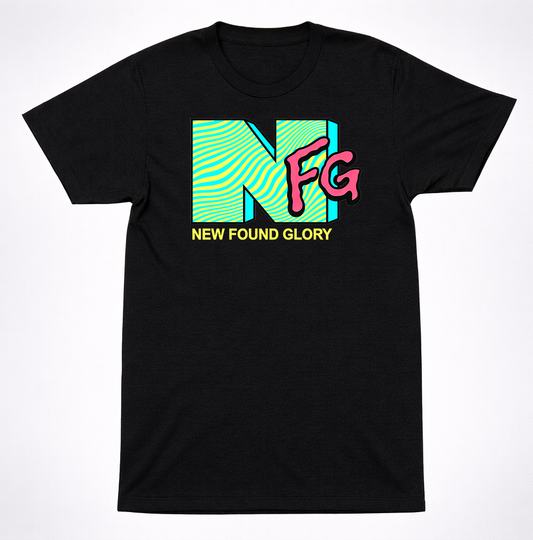 New Found Glory Retro NFG MTV Vintage Black T-Shirt Pop Punk Band Tee