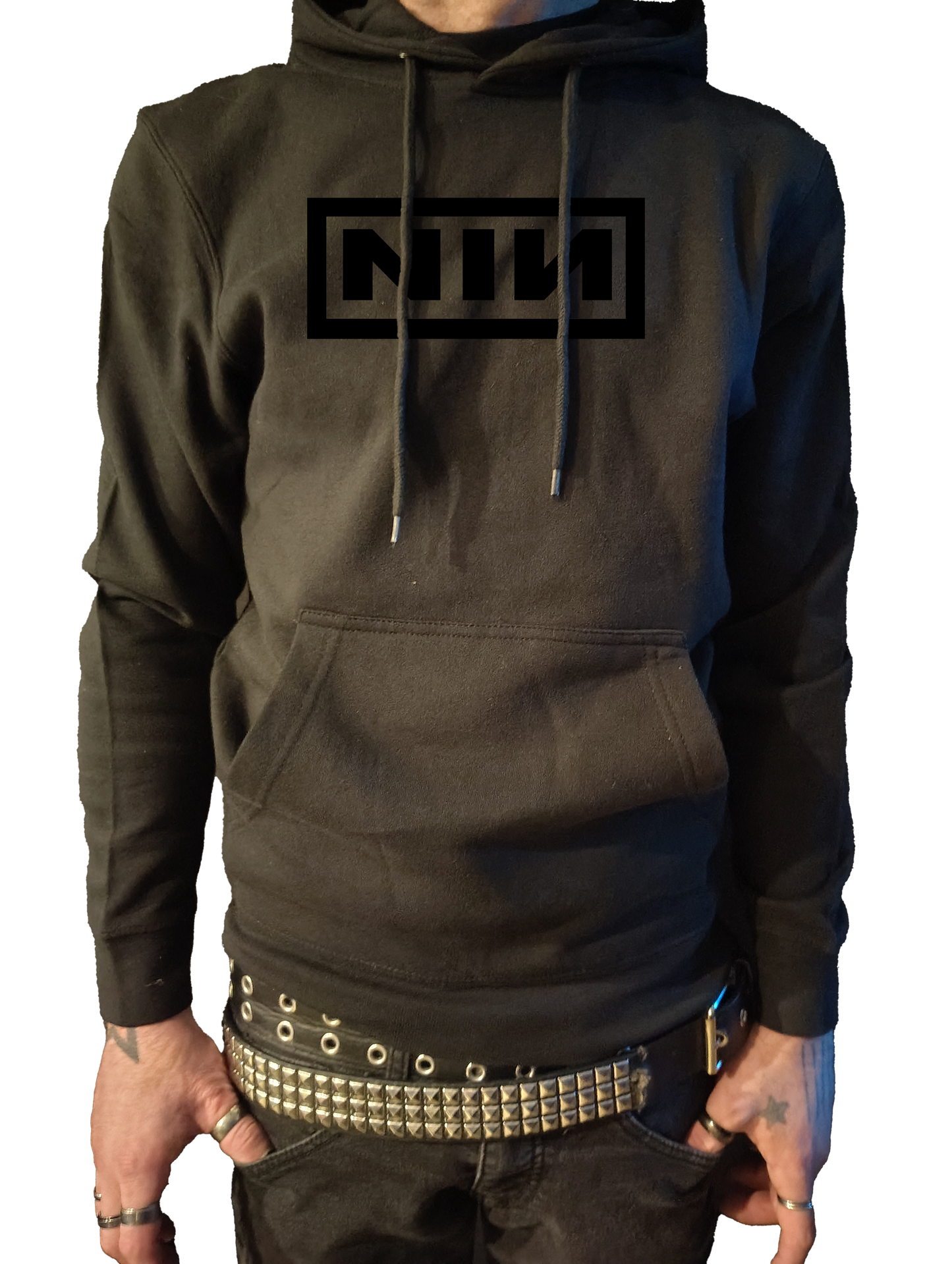 Nine Inch Nails Subtle Stealth Logo Hoodie Black on Black NIN Hooded Sweatshirt Rock Pullover Unisex shirt Hoodie