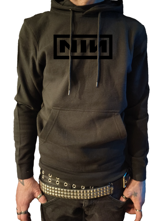 Nine Inch Nails Subtle Stealth Logo Hoodie Black on Black NIN Hooded Sweatshirt Rock Pullover Unisex shirt Hoodie